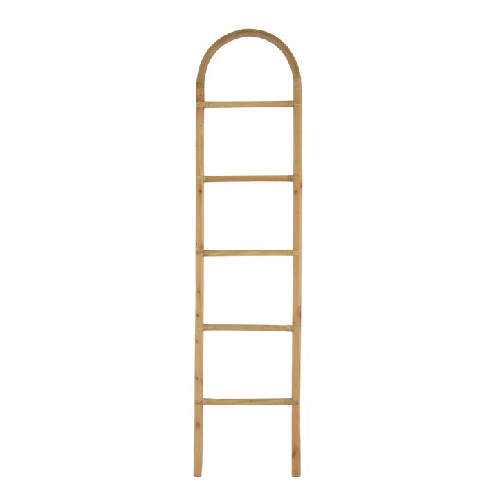 Kinu Decorative Ladder Rack with Arch Top, Natural Brown Wood, 72 Inch