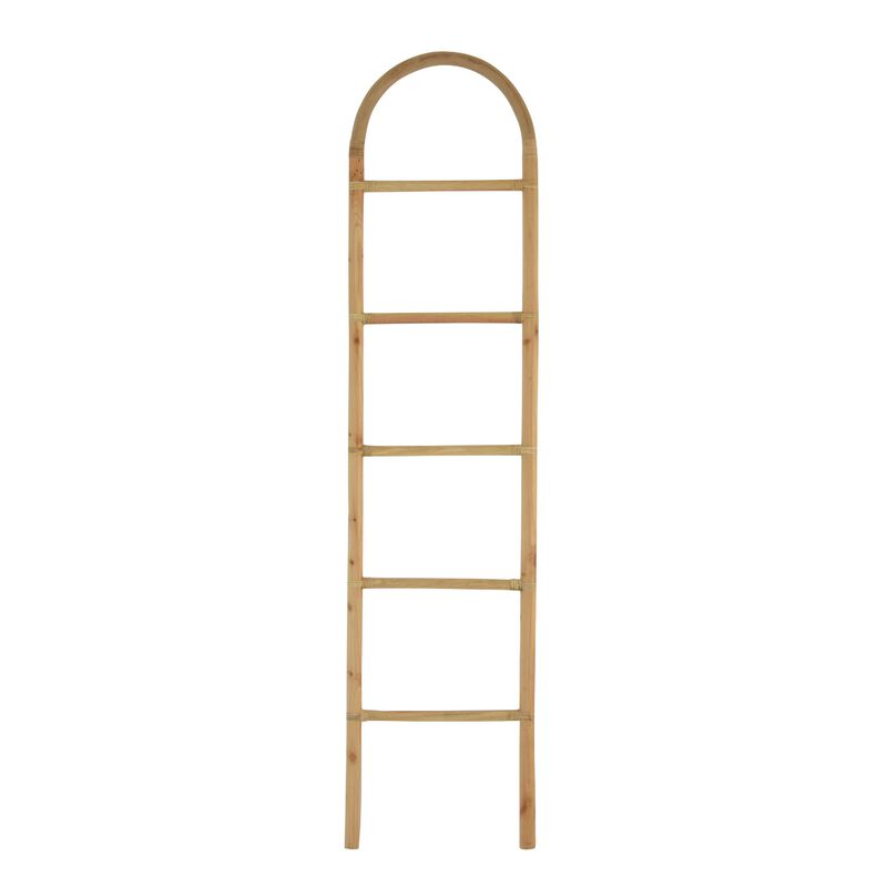 Kinu Decorative Ladder Rack with Arch Top, Natural Brown Wood, 72 Inch image number 0
