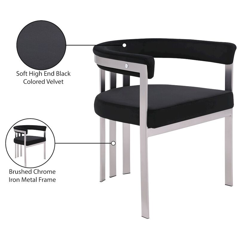 Meridian Furniture Marcello Black Velvet Dining Chair, Set of 2