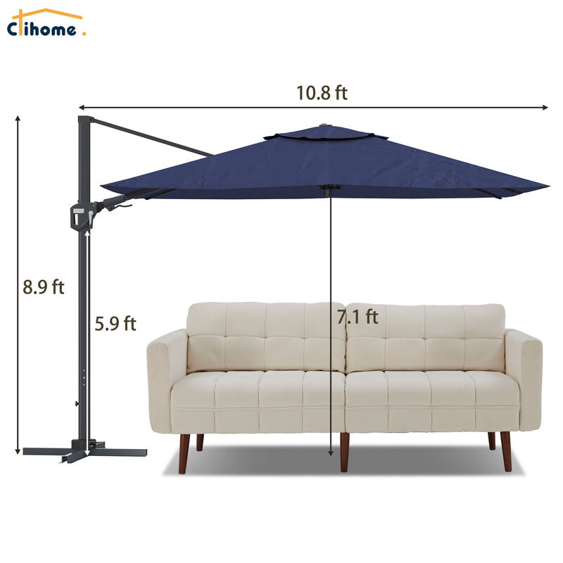 11ft Cantilever Patio Umbrella Square Umbrella Outdoor Patio Offset Patio Umbrella Large Outdoor Umbrella Pool Umbrella for Backyard Garden Deck Pool11ft Cantilever Patio Umbrella Square Umbrella Outdoor Patio Offset Patio Umbrella Large Outdoor Umbrella Pool Umbrella for Backyard（Without Base） image number 8