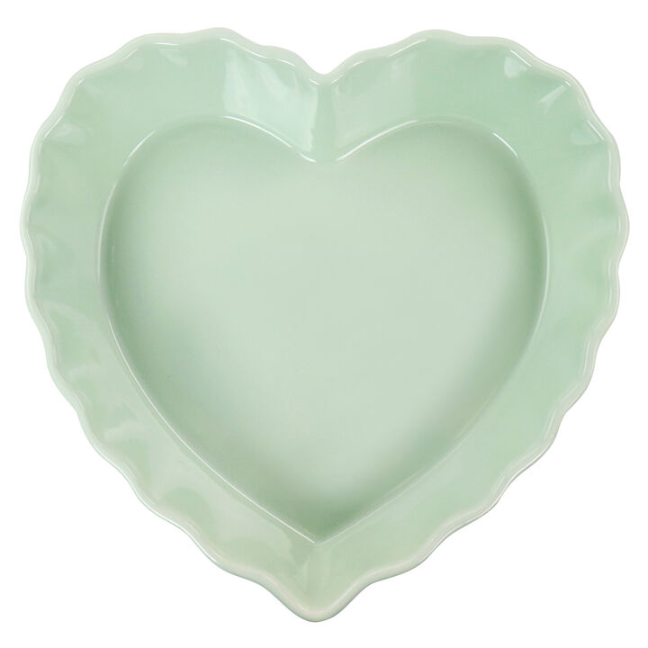 Martha Stewart 11in Heart Shaped Stoneware Cake Pan in Mint