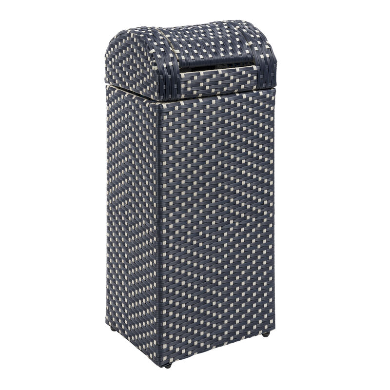 Darla All-Weather Wicker/Metal Swing Top Hideaway Outdoor Trash Can