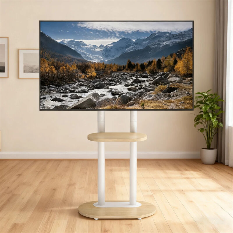 Floor TV Stand with Wheels 40-75" Mobile Cart w/ Shelf for Living Room, Bedroom image number 9