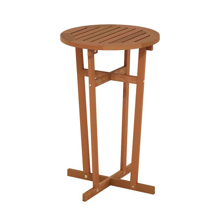 Tioman Hardwood Outdoor Patio Bar Table in Teak Oil, Natural