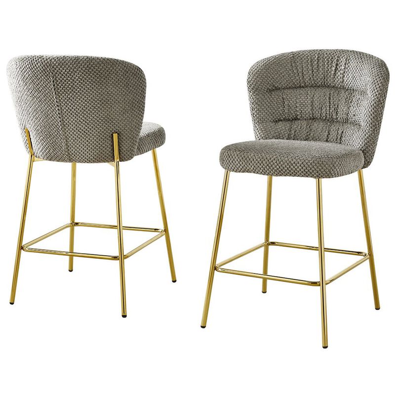 Best Quality Furniture Gray With Gold Base Counter-Height Chair, Set Of 2