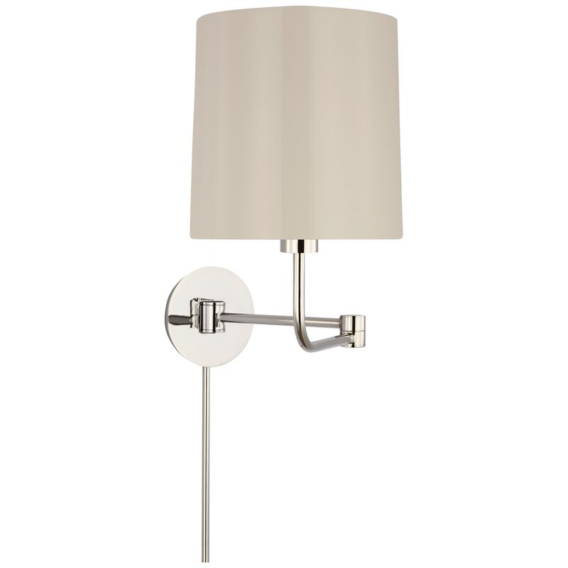 Go Lightly Swing Arm Wall Light in Polished Nickel - China White Shade
