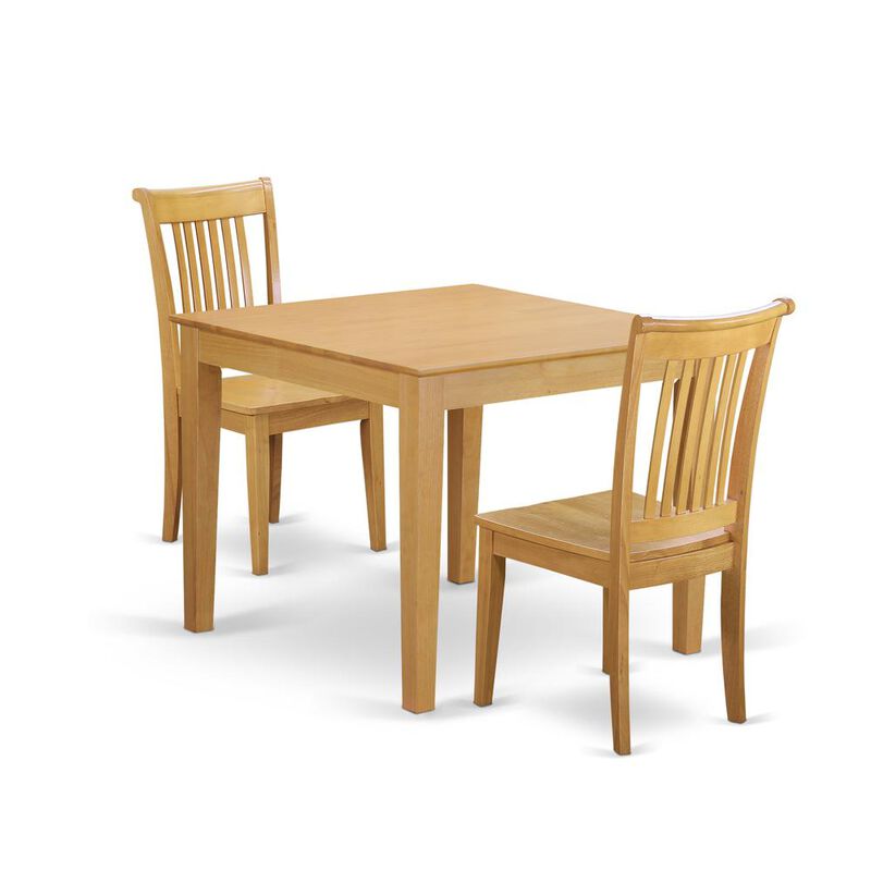 East West Furniture Dining Room Set Oak, OXPO3-OAK-W