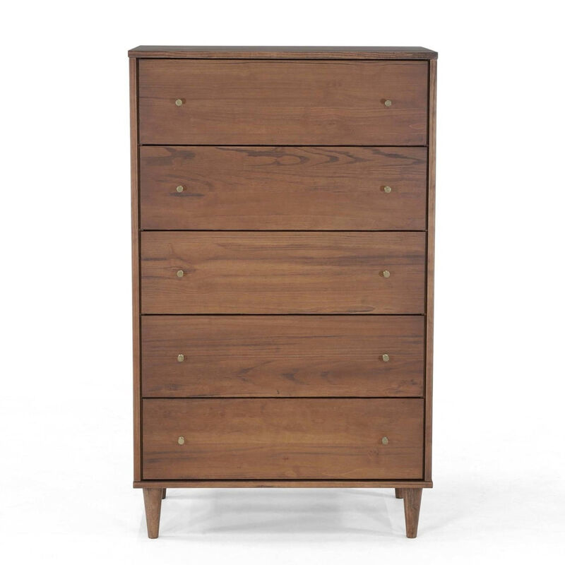 Bedroom Chest with 5 Drawers &ndash; Mid-Century Wood Dresser image number 3
