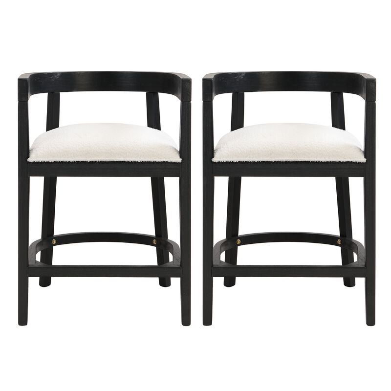 Christopher Knight Home Timel Upholstered 25.25" Rubberwood Counter Stools with Footrest (Set of 2)