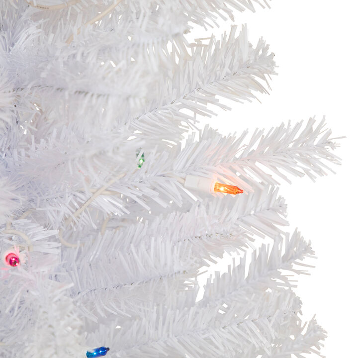 2' Lighted Woodbury White Pine Slim Artificial Christmas Tree  Multi Lights