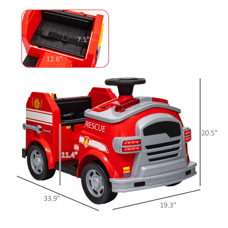 BreeBe 12V Ride on Fire Truck with Siren, Flashing Lights Fire Extinguisher, Soft Start, Horn Music image number 2