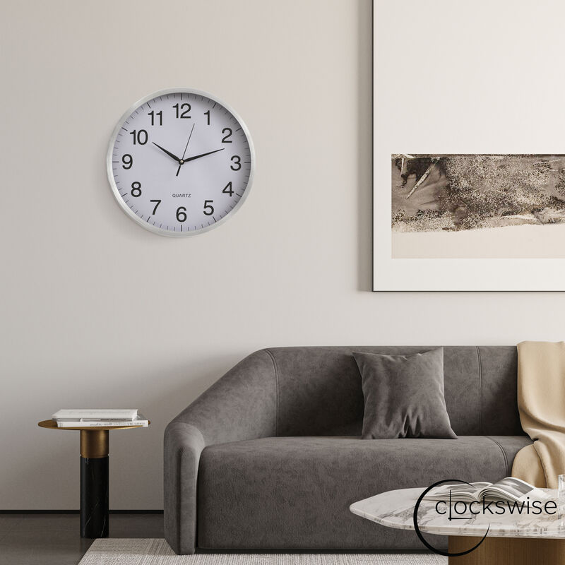 Clockswise 14-in Round Quartz Wall Clock Non-Ticking