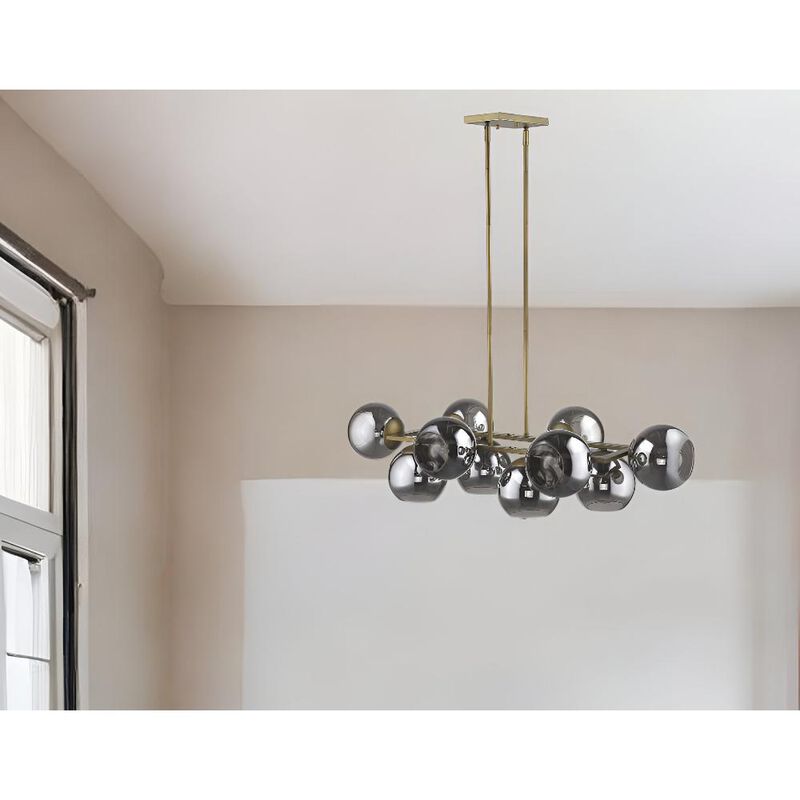Hivvago Lunette 10-Light Aged Brass Island Pendant