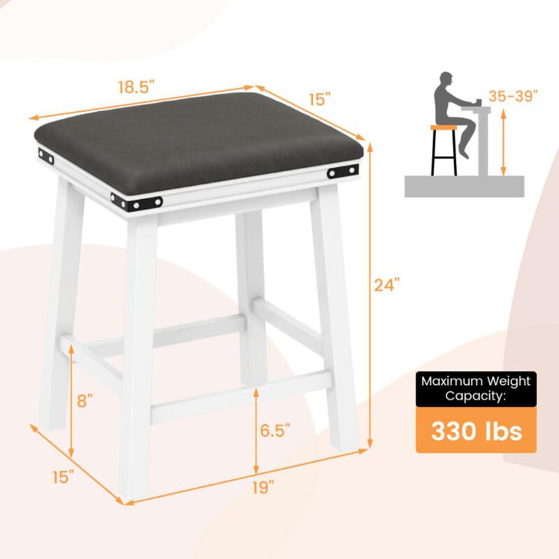 Hivvago Set of 2 24/30 Inch Dining Bar Stool with Acacia Wood Frame
