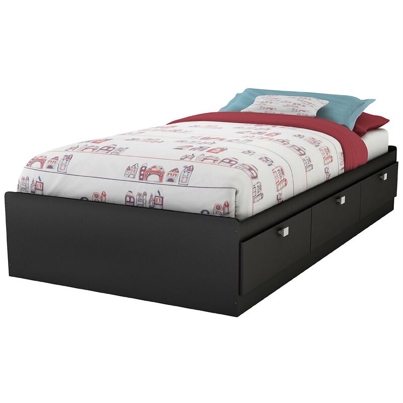 Hivvago Twin size Platform Bed with 3 Storage Drawers in Black Finish