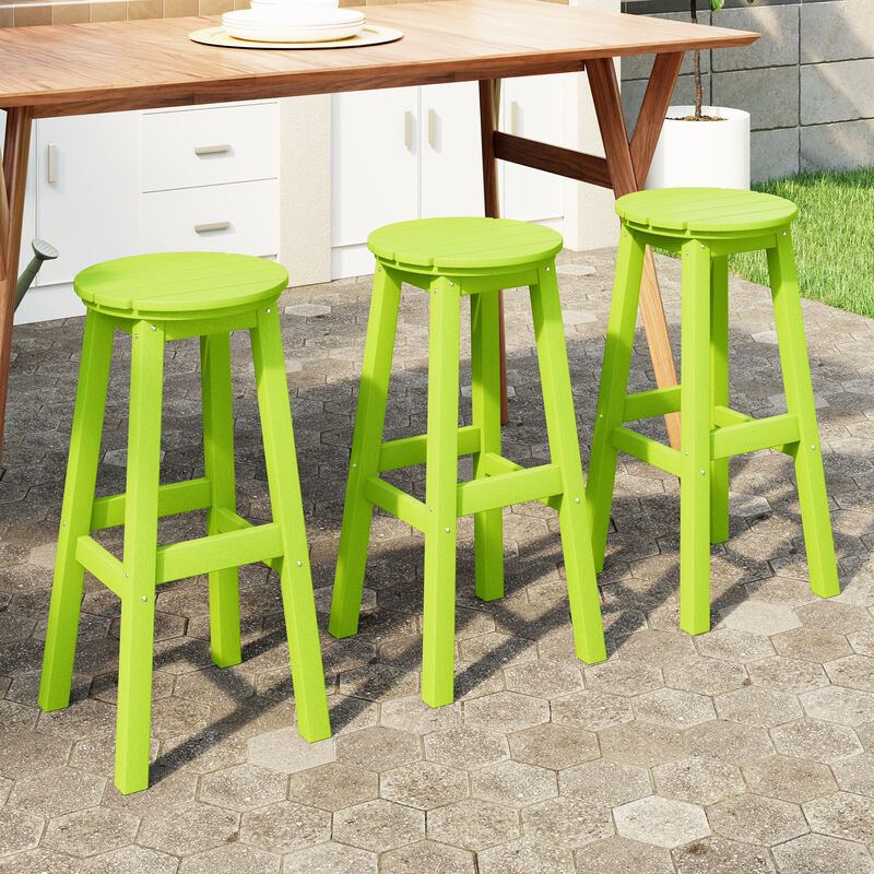 WestinTrends 29" HDPE Outdoor Patio Round Bar Stool Set of 3 image number 1