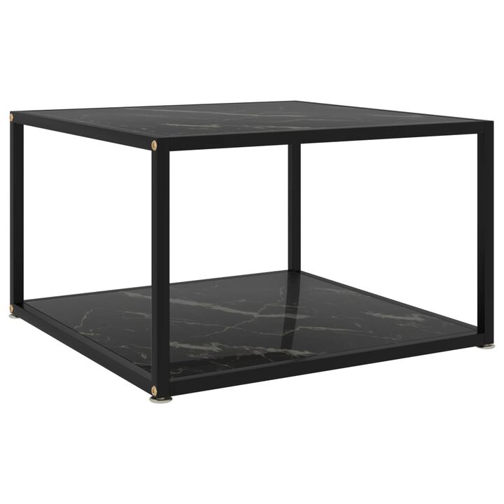 vidaXL Coffee Table Black 23.6x23.6x13.8 Tempered Glass