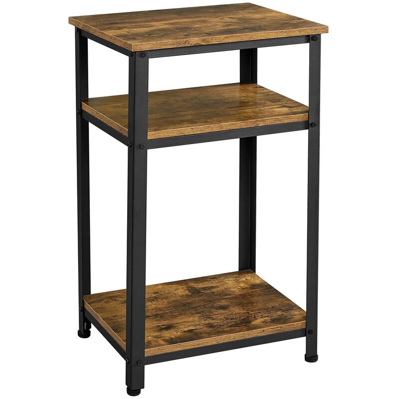 Yaheetech Tall End Table, 30 Inches High Side Table with Wooden Shelves & Strong Metal Frame, Large 3-Tier Telephone Table for L