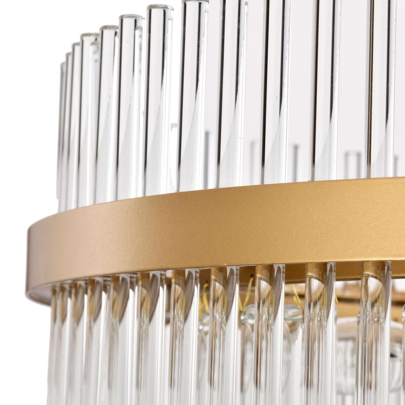 Clio Glossy Bronze Two-Tier Crystal Glass Bar Round Chandelier image number 4