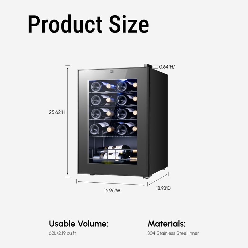 Wine Refrigerator Cooler, 20 Bottle Small Wine Fridge, Mini Freestanding Wine Cellars for Home, Office image number 7