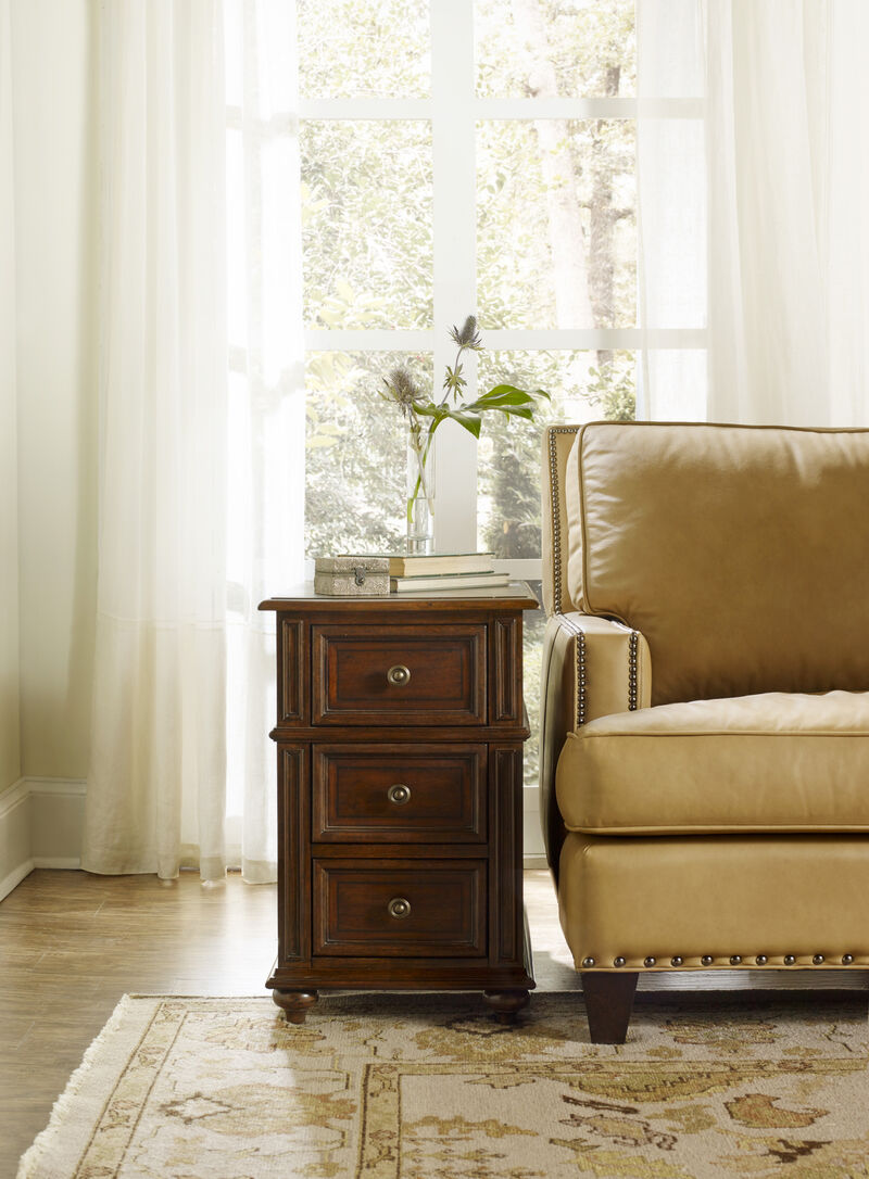 Leesburg Chairside Chest in Dark Wood