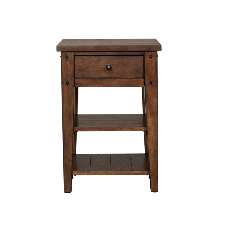 Liberty Furniture Lake House Chair Side Table in Rustic Brown Oak