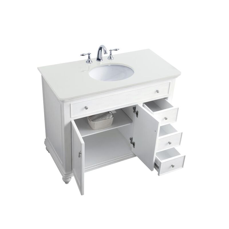 Elegant Kitchen and Bath 42 inch Single Bathroom vanity in antique white