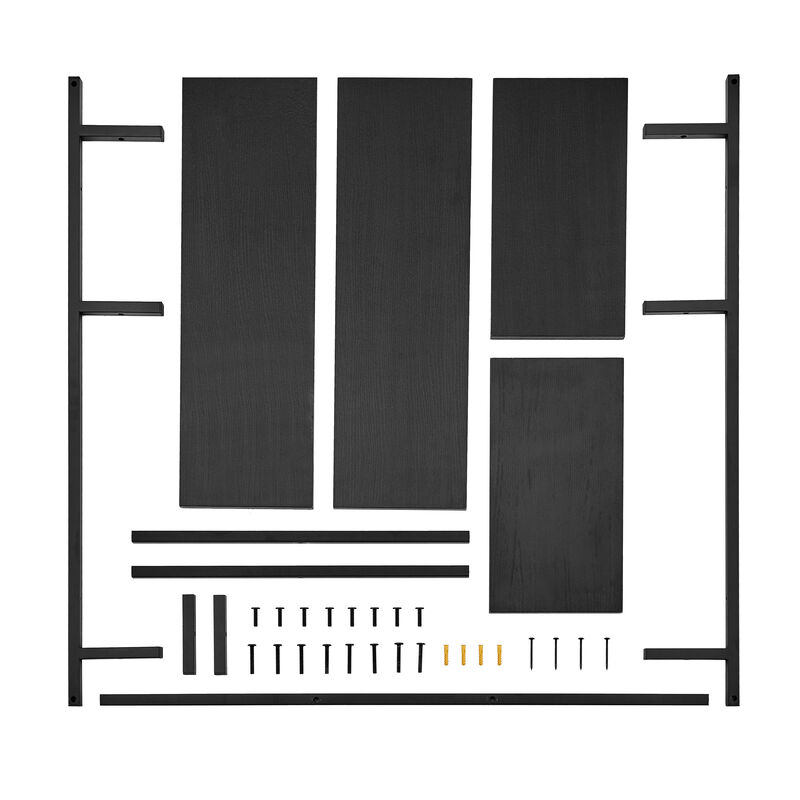 Rhodes 4 Tier Modern Floating Windowsill Wall Shelf Unit with Metal Frame