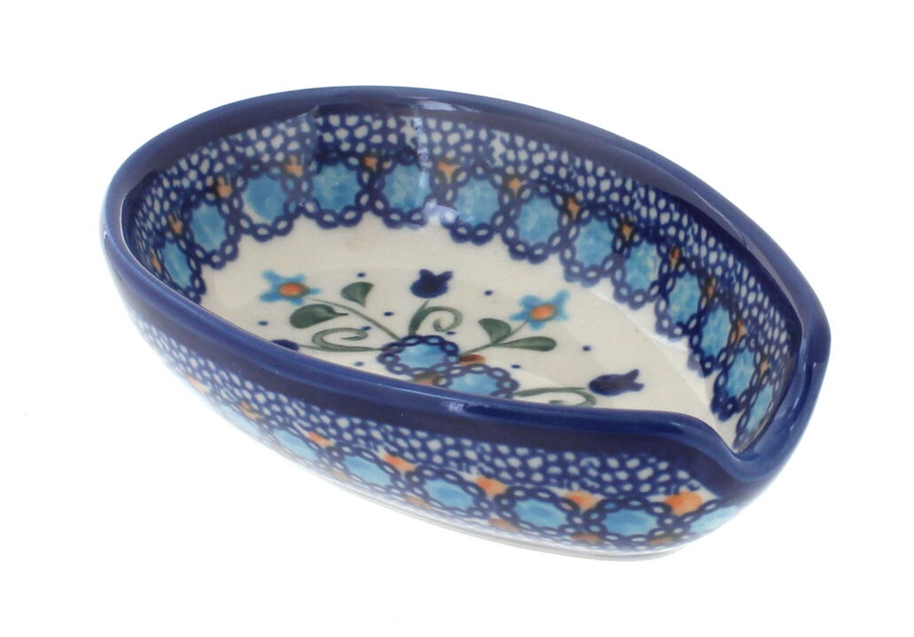 Blue Rose Polish Pottery Daisy Surprise Spoon Rest