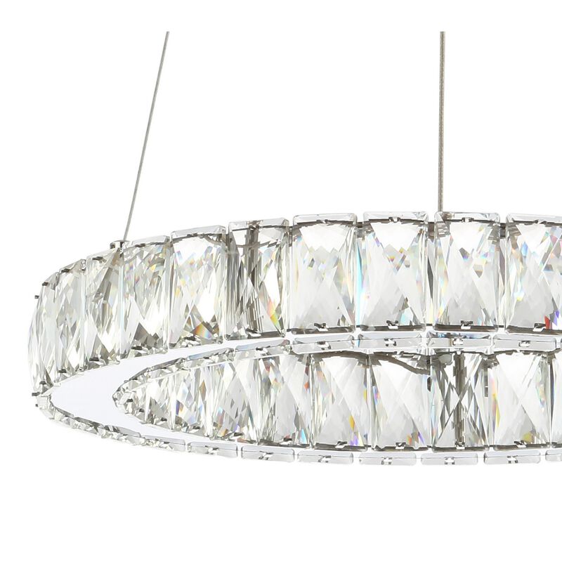 Reese 15.7" Adjustable Integrated LED Metal/Crystal Pendant Pendant