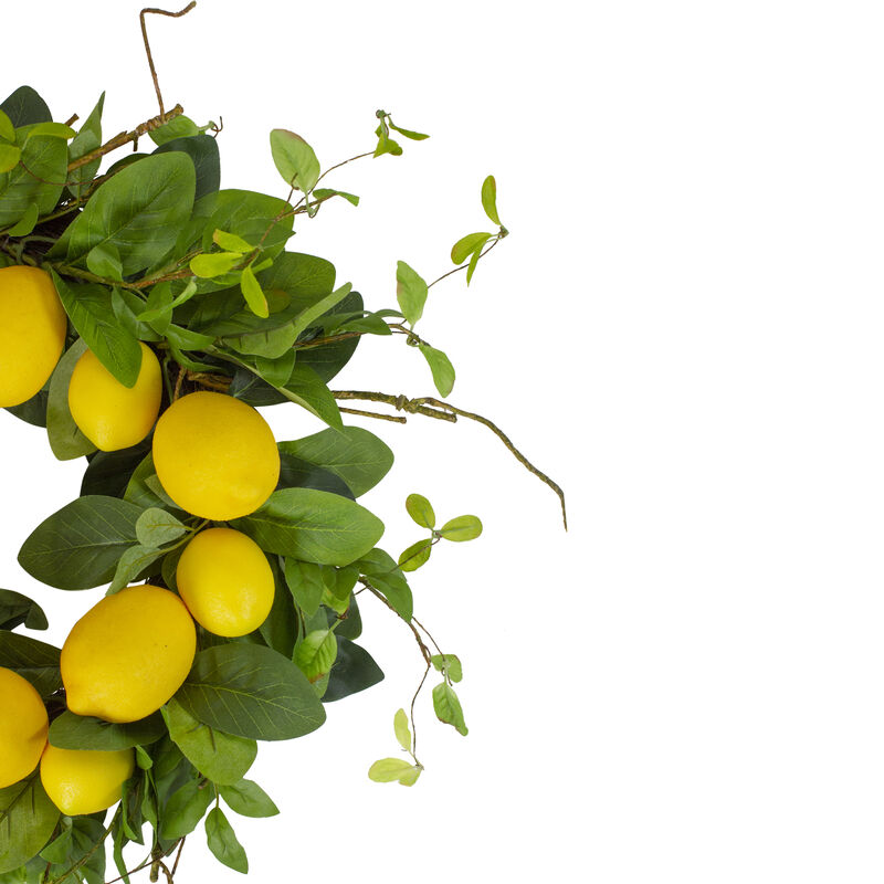 Lemons and Assorted Foliage Spring Wreath  Yellow and Green 20" image number 2