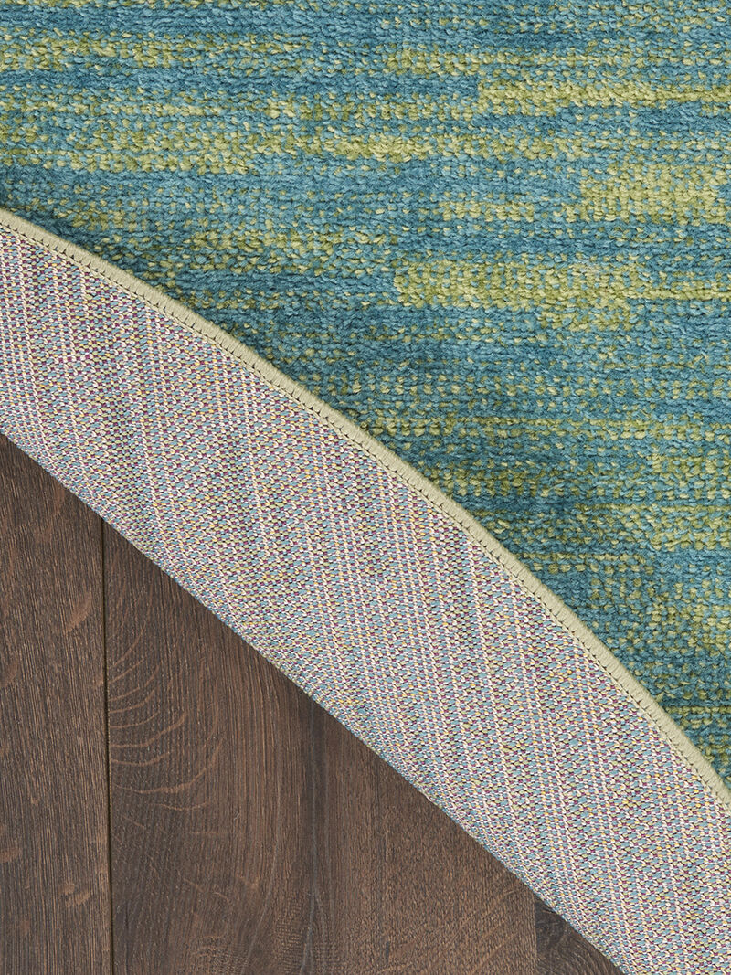 Nourison Essentials NRE01 Blue/Green 6' x Round Rug image number 2