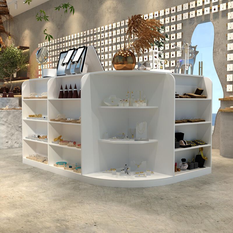 Large L-Shaped Reception Desk with 3 Drawers, 15 Open Shelves, Counter Top & Monitor Stand, Office Desk Reception Counter Table with File Cabinet, White (70.9&rdquo;L x 47.2&rdquo;D x 39.43&rdquo;H)