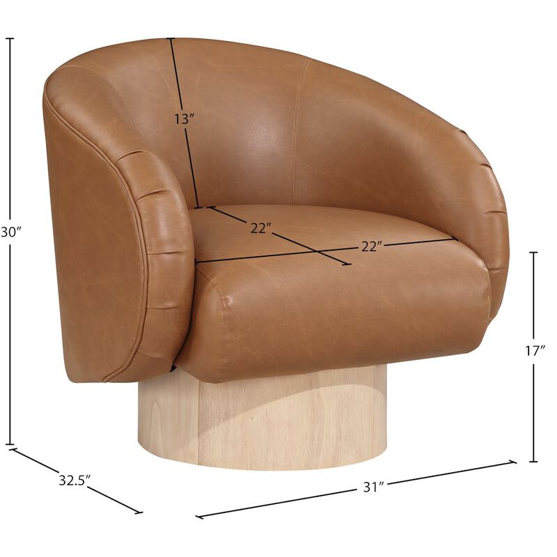 Meridian Furniture Gibson Cognac Vegan Leather Swivel Accent Chair