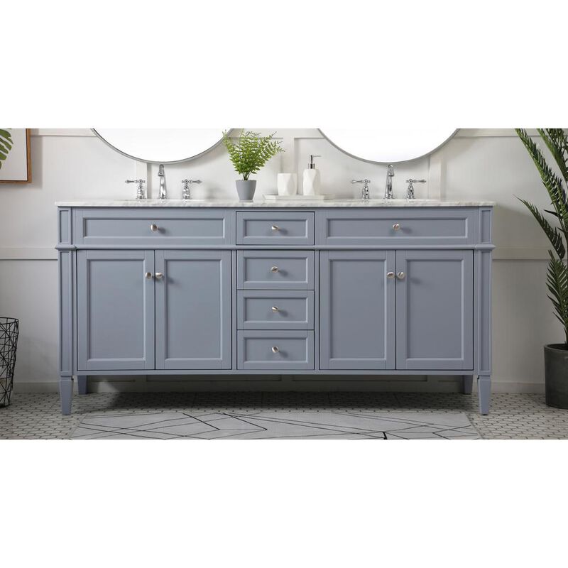Elegant Kitchen and Bath 72 inch double bathroom vanity in grey