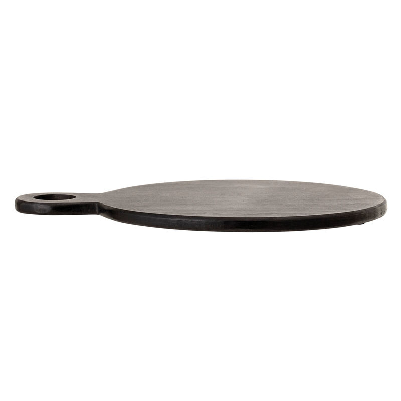 Round Mango Wood Cheese and Cutting Board with Circle Handle, Black image number 2