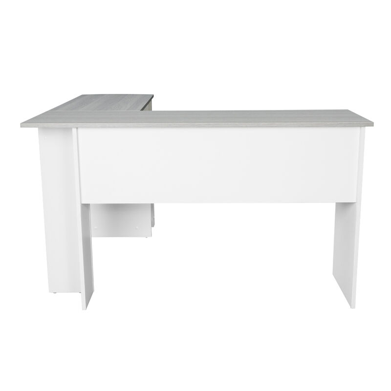 Modern L-Shaped Desk with Side Shelves, Grey image number 6