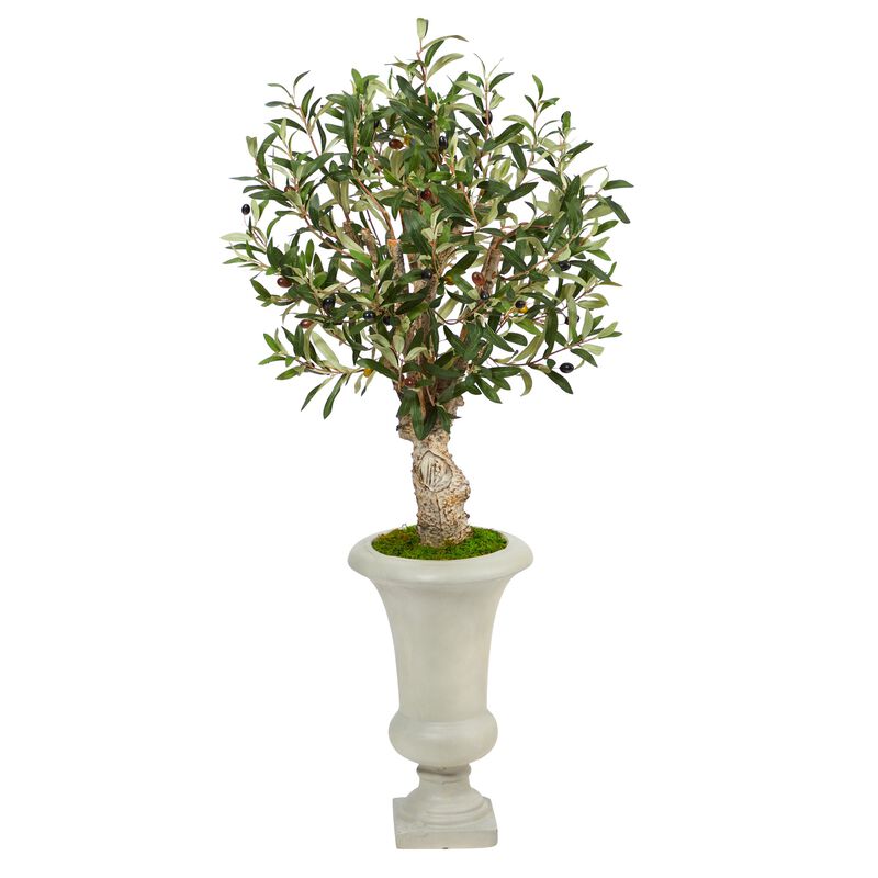 Hivvago 3.5 Feet Olive Artificial Tree in Sand Colored Urn