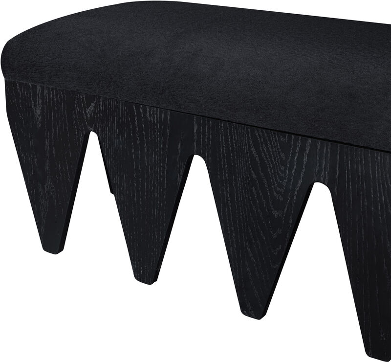 Meridian Furniture Altair Black Velour Fur Fabric Bench