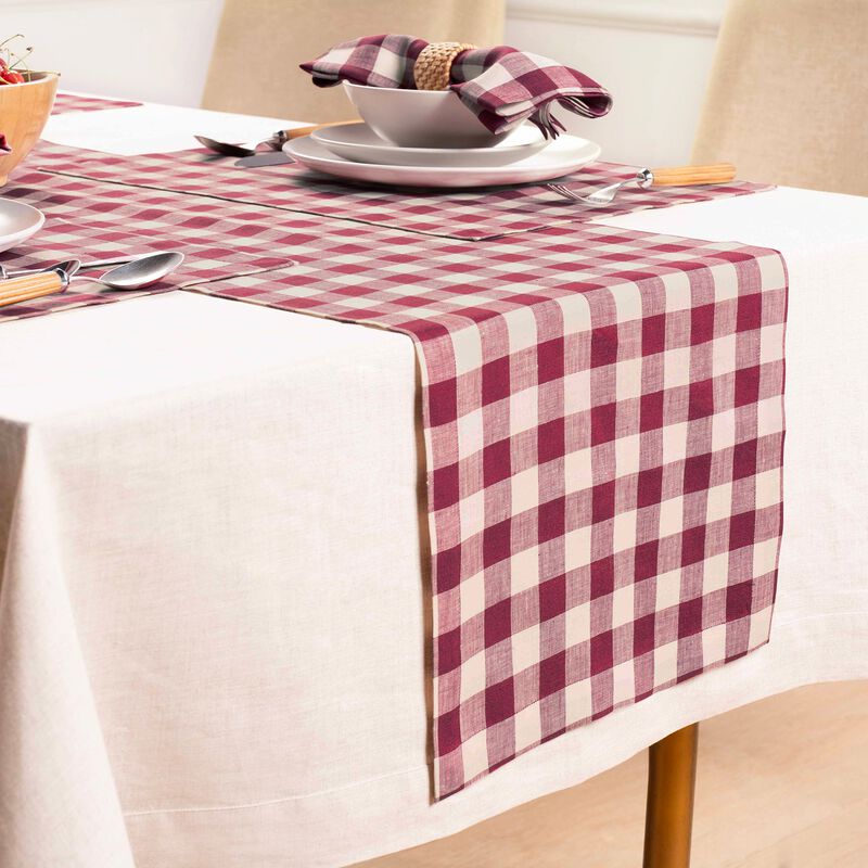 Christmas Linen Table Runner - Morgan Check, Solino Home