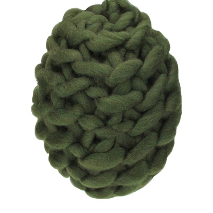 Olive Green Knit Hanging Shatterproof Christmas Ball Ornament 7" (175mm)