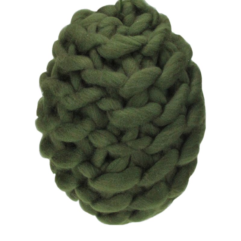 Olive Green Knit Hanging Shatterproof Christmas Ball Ornament 7" (175mm) image number 1