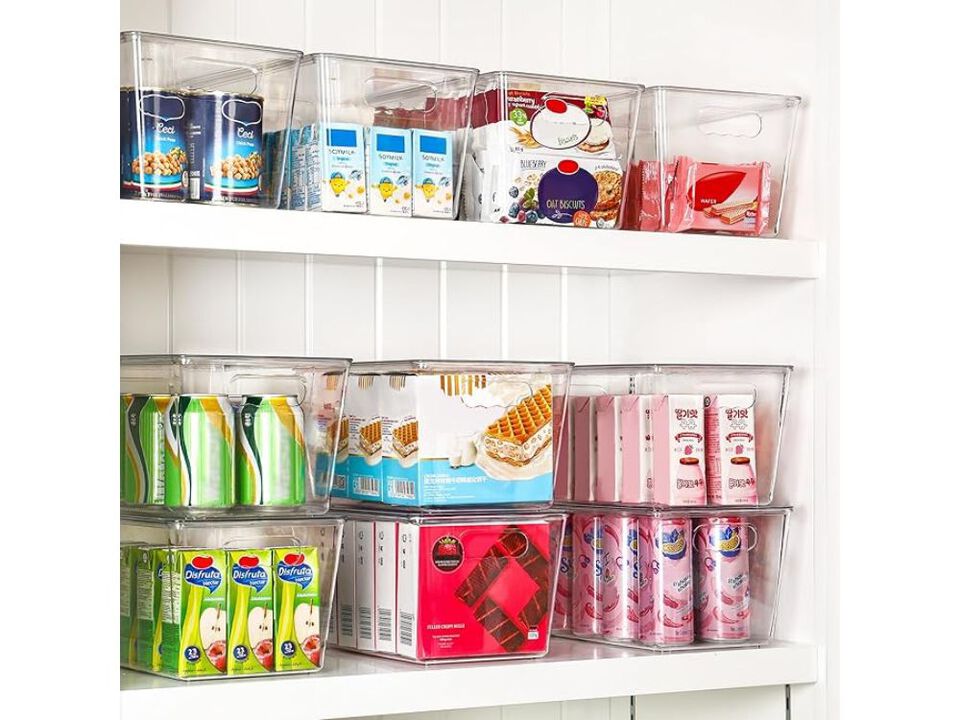 6 Pack Clear Stackable Storage Bins with Lids Pantry Organizer Containers