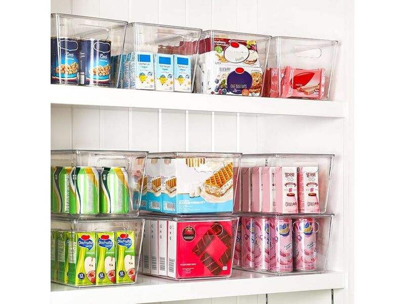 6 Pack Clear Stackable Storage Bins with Lids Pantry Organizer Containers image number 1