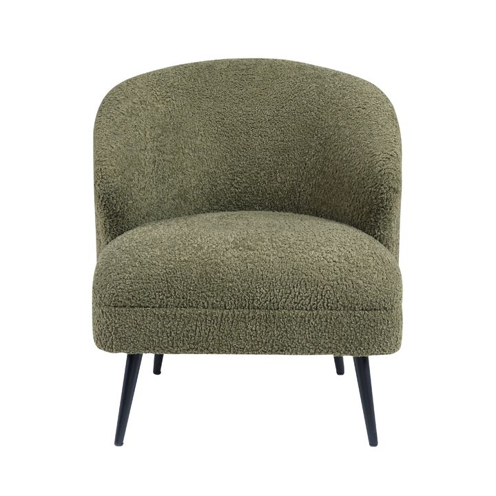 Neda Accent Chair, Soft Sage Green Boucle, Curved Barrel Back