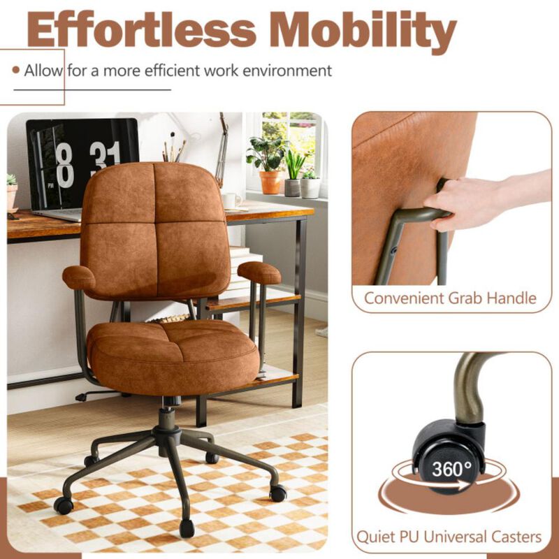 Hivvago Leathaire Upholstered Task Home Office Chair with Cushioned Back