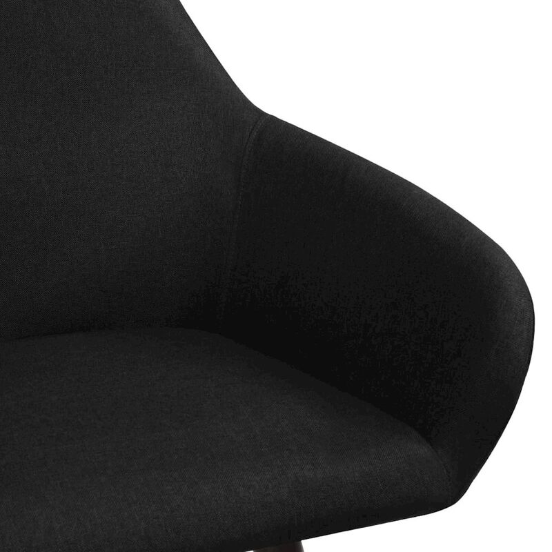 Dining Chair Set of 2 Black Polyester Fabric and Solid Wood Legs