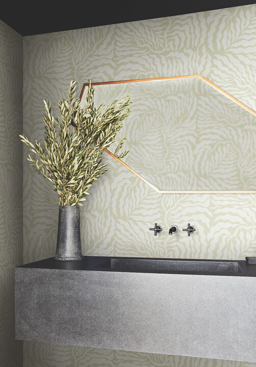 Fern Fronds Light Green & White Wallpaper