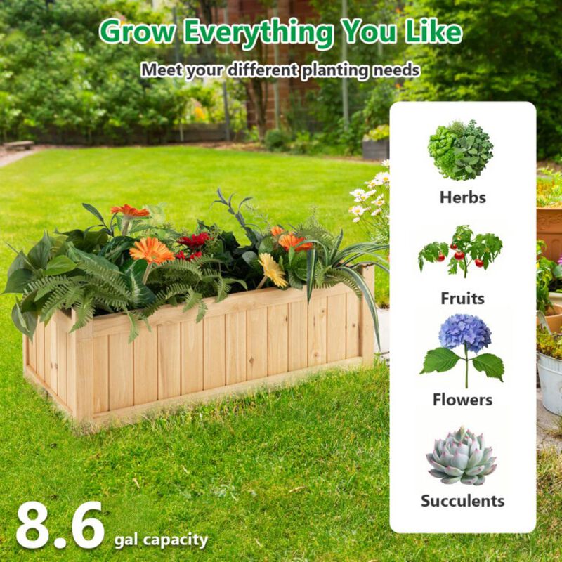 Folding Wooden Raised Garden Bed with Removable Bottom for Herbs Fruits Flowers