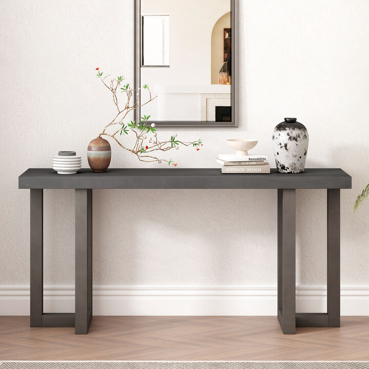 Merax U_STYLE Geometric Design Console Table with Solid Pine Legs